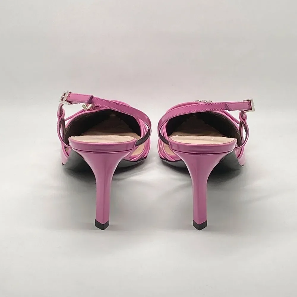 Gucci Seraphine 75MM Leather Slingback Pumps size 40